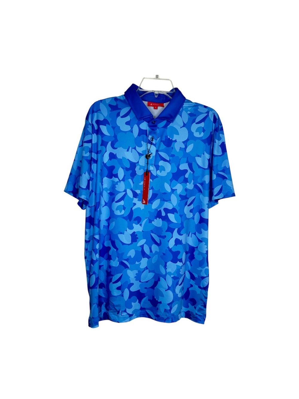 Redvanly Polo Shirt Mens Large Blue  Fleurs PUREpoly Floral Golf New